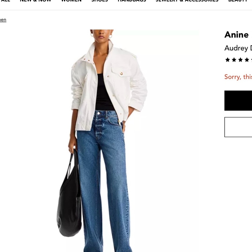 Anine Bing NWT AUDREY White denim Jacket with Gold Buttons small